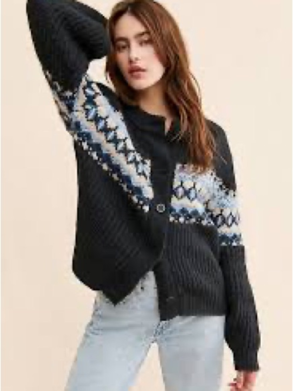 Moon River Fair Isle Knit Cardigan - Medium